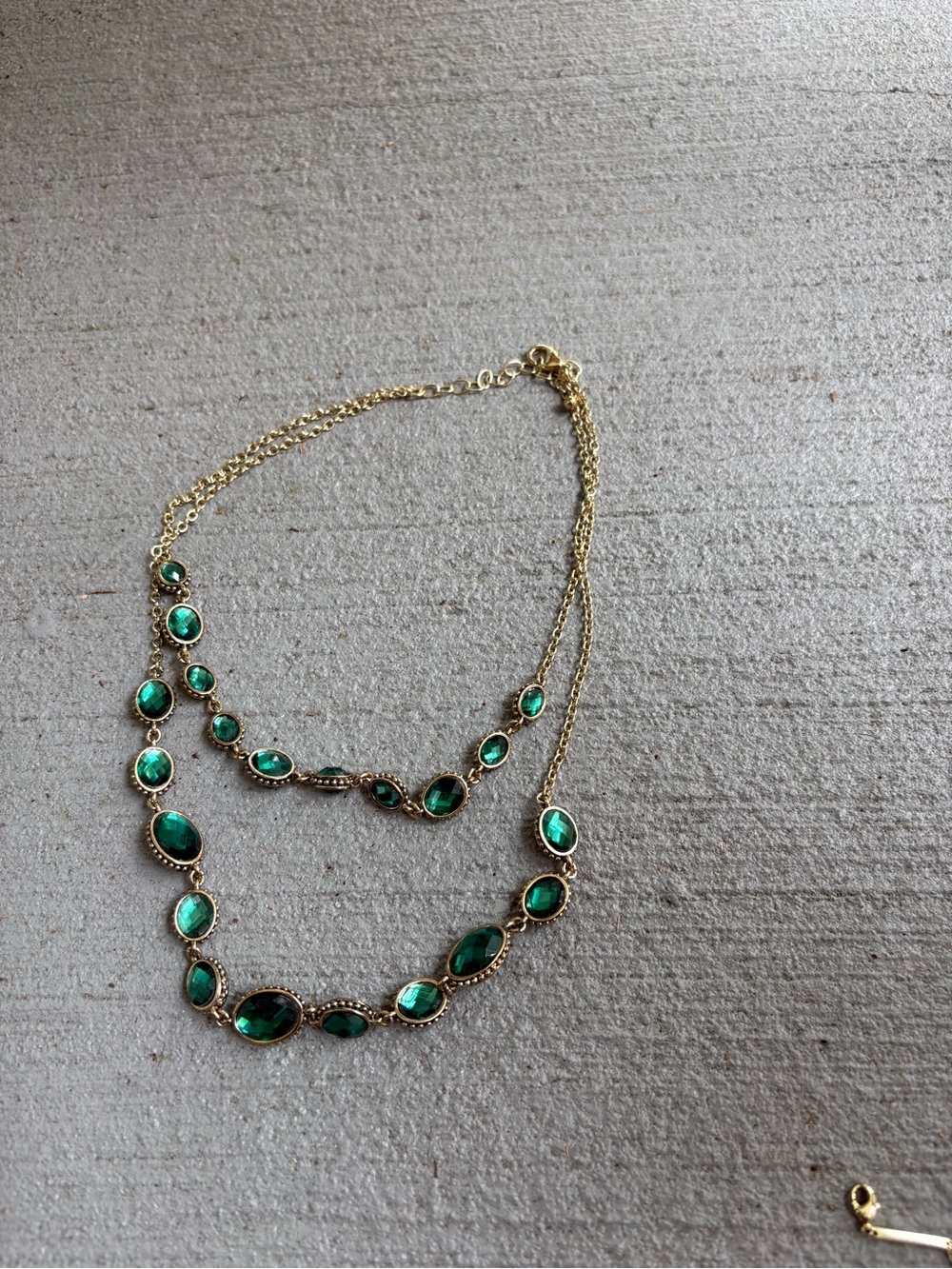 belk Gold-Tone Double Strand Necklace with Emerald Stones